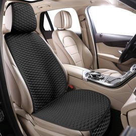 CAPITAUTO Universal Car Seat Covers for Front Seats, Super Breathable & Anti-Slip Automotive Seat Cushion Pad with Storage Bags, Fits Most Sedans, SUVs, Pickup Trucks(Front Black)