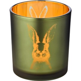 EDZARD Set of 2 Tea Light Holders Rabbit Design Height 8 cm Diameter 7 cm Green / Pink