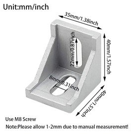 Tsnamay 4040 Inside Corner Bracket Gusset for 4040 Aluminum Extrusion Profile with Slot 8mm-10PCS