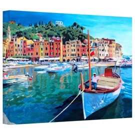Art Wall 'Tranquility of The Harbour of Portofino' Gallery Wrapped Canvas Artwork by Markus Bleichner, 16 by 24-Inch
