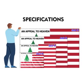 PLAIEI American An Appeal To Heaven Stripes Flag 3x5FT American War Revolution Liberty Pine Tree Flag With 2 Brass Grommets For Prayer Room Churches Patriotic Decor