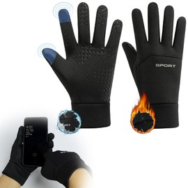 LANAFAY Warm Winter Gloves Men, Windproof Waterproof Touchscreen Running Gloves for Women, Anti Slip Touchscreen Gloves Black Thermal Gloves With Liners for Cycling Biking Sporting Driving Hiking(L)