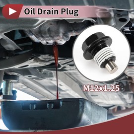HEROFFIX 1 Set Oil Drain Plug for Nissan for Infiniti Oil Pan Drain Bolt Screw Thread Repair No.1102601M02 Black White Metal Magnetic M12x1.25