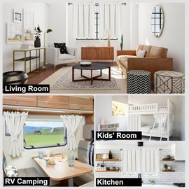 DWCN Ivory Blackout Curtains for Living Room, Short Curtains for Small Window, Thermal Curtains for Bedroom, 36 Inch Curtains for Cafe, Boys Room, Kitchen, Basement - 42 by 36 Inch, Ivory, 1 Pair