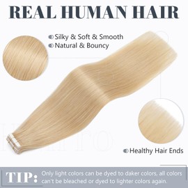 Hairro Tape in Hair Extensions Human Hair, Short 10 inch #24 Natural Blonde 30g Tape in Human Hair Extension Real Remy Hair Invisible Seamless Skin Weft for Women 20pcs Straight Tape Hair (10 inch, #24, 30g)