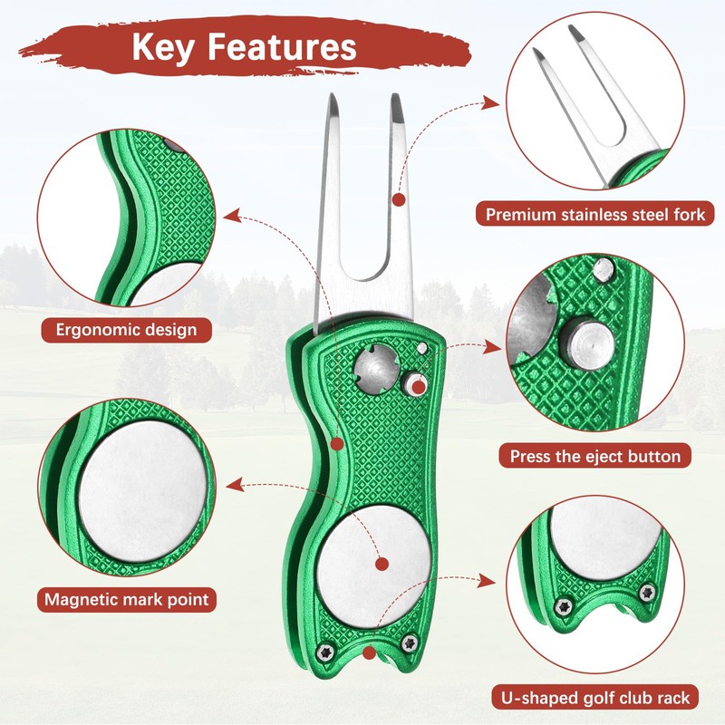 TIXIPEM Golf Divot Repair Tool [4PCS] - Switch Foldable Divot