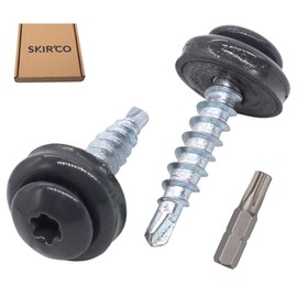 SKIR'CO Pack of 40 Sheet Metal Roofing Screws 4.8 x 28 mm Painted Self-Drilling Screws with EPDM Washers Sheet Metal Torx Screw (Anthracite Grey RAL 7016)