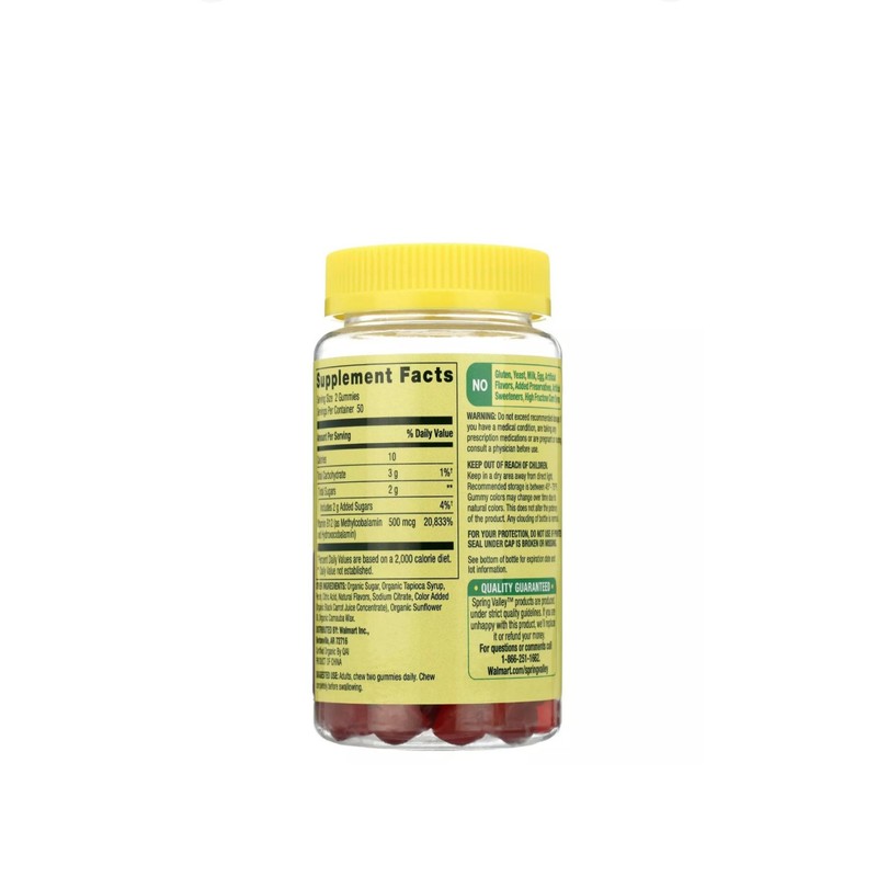 Spring Valley Organic Vegetarian Vitamin B12 for metabolism 500 mcg
