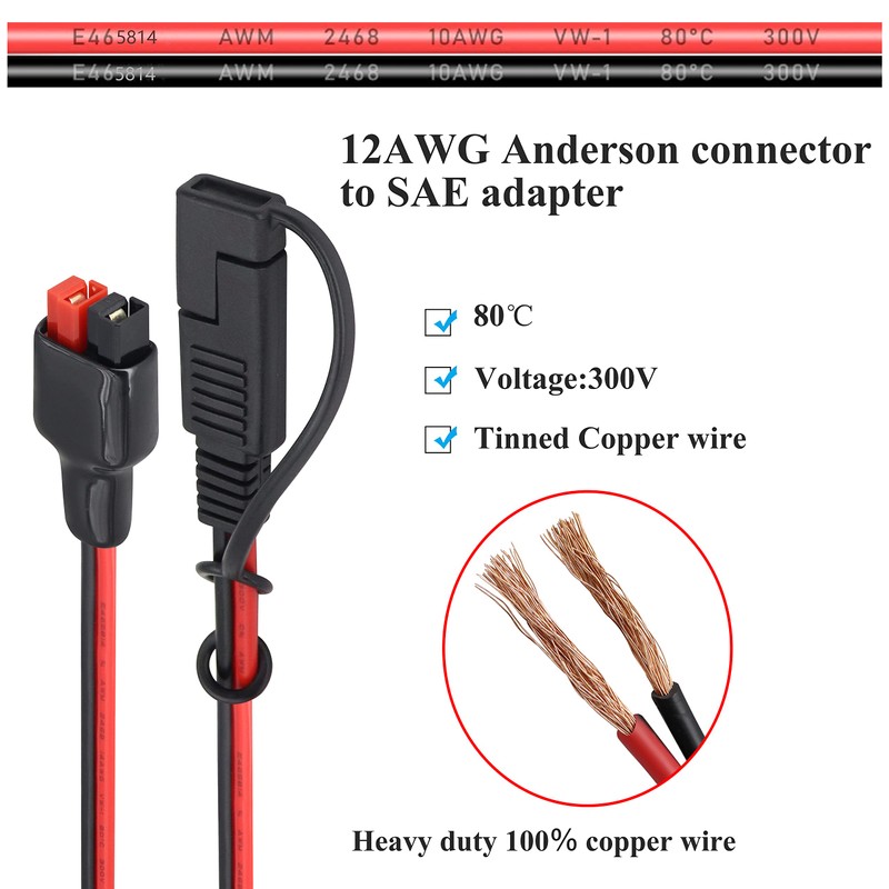HCFeng 12AWG SAE to an-der-Son Cable Solar to SAE Extension