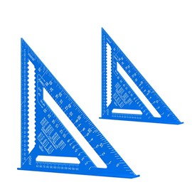 2 Pcs Speed Square, 12 inch 7 inch Carpenter Square Aluminum Alloy Triangle Ruler, Square Protractor, High Precision Woodworking Square, Layout Measuring Tool for Engineer Carpenter, Blue