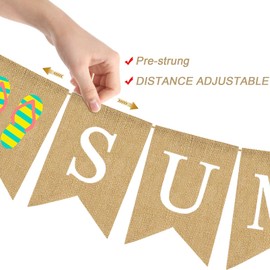 Pudodo Jute Burlap Flip Flop Summer Banner Summer Slipper Beach Hawaii Pool Party Fireplace Mantel Decoration