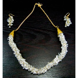 CRYSTALMIRACLE Beautiful Clear Quartz Necklace Set Crystal Fashion Jewelry Women Gift Positive Energy Peace Wellness Handcrafted Accessory Health Wealth Metaphysical Gemstone