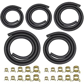 3.3 Feet Fuel Line Hose - 3/8" 1/2" 5/16" 1/4" 3/16" ID NBR Rubber Gasoline Tube with 20pcs Clamps for Small Engines, Fits for Kawasaki EZGO Golf Cart Snowmobile Motorcycle ATV Tractor（5 Size ）