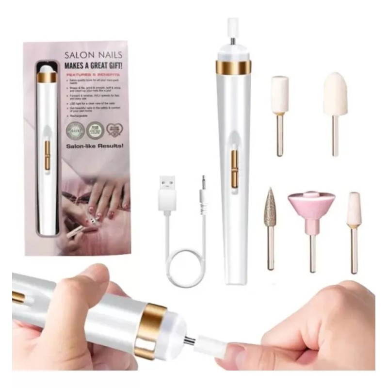 Nail Decorator Limador De Uñas Eléctricos Con 5 Puntas Manicura