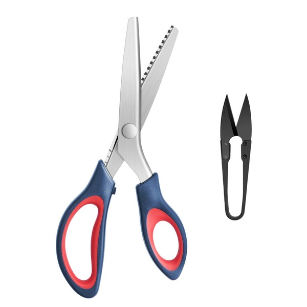 KUONIIY Pinking Shears, Zig Zag Scissors Set, Professional Serrated Scissors