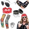 Hifot Pack of 8 Punk Gothic Rocker Costume Accessories 70s