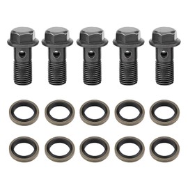 Watris Veiyi Pack of 5 M10 x 1.25 mm Brake Bolts, Motorcycle Brake Bolts with 10 Washers for Motorcycles Master Brake Cylinder