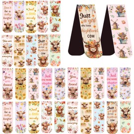 Highland Cow Magnetic Bookmarks: 30 PCS Cute Animal Bookmark Clips, Floral Design Cow Book Marks for Reading, Gifts for Women Girls Cow Lovers, Bookish Supplies for Kids & Adults