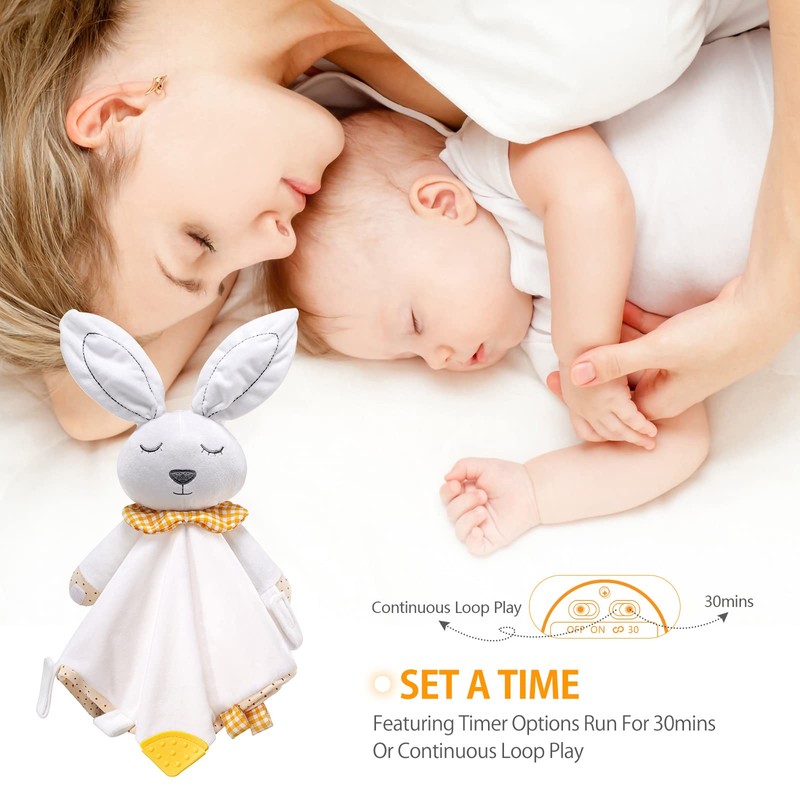 BEREST Rechargeable Baby Sleep Soother Bunny Lovey- White Noise| Heartbeat|