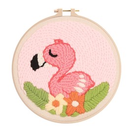 XFSRG Punch Needle Set Blumen und Flamingo Designs Stickerei Kit Anfänger Handstickerei Set für DIY Kunsthandwerk und Dekoration (Rosa Vogel)
