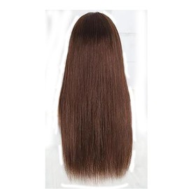 Hxxcoup Women's Real Hair Wig, 4 x 1 Lace Human Hair Wig, #4 Deep Brown, Straight, Pre-Plucked Hairline with Baby Hair, Unprocessed Hair, Transparent Lace for Women, Minimal Smell, 34 Inches (86 cm)