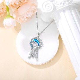 MBSUUH Dolphin Ocean Pendant Necklace 925 Sterling Silver Beach Dream Catcher Jewelry Gifts for Christmas Birthday for Women