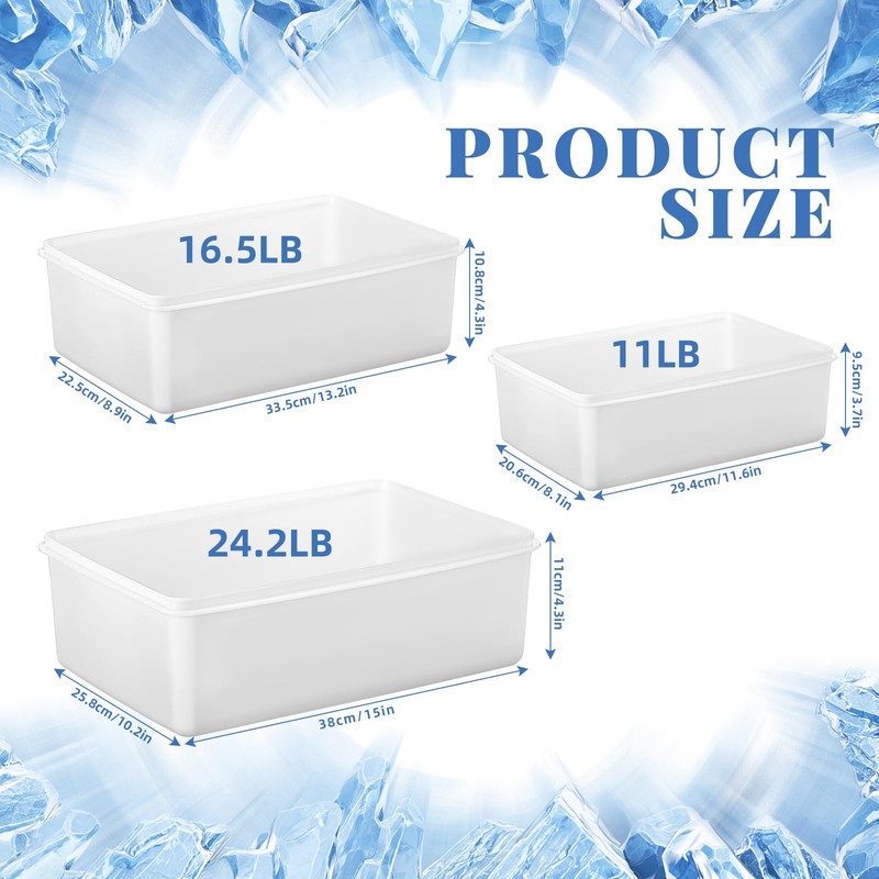 Suclain 3 Pcs Extra Large Ice Block Mold with Lids