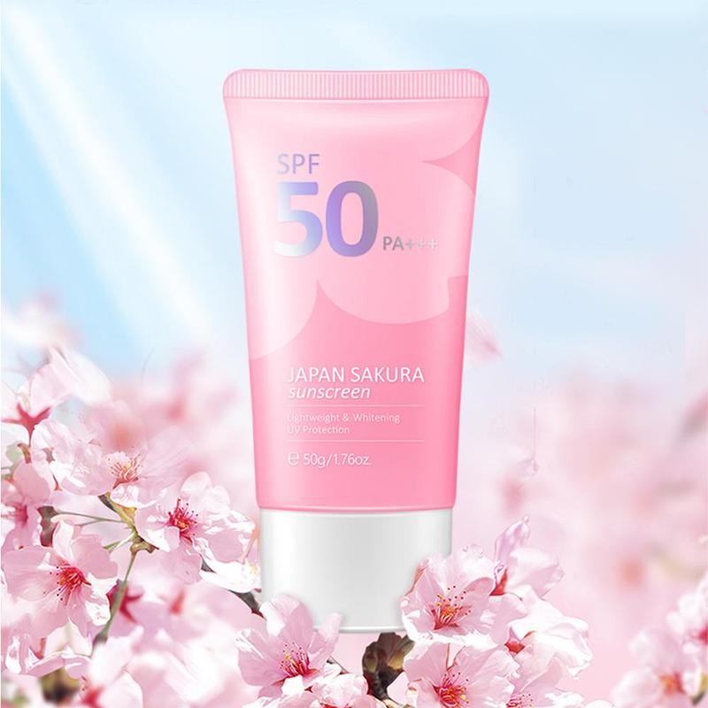 Comfort Hydrating Sakura Sunscreen, 2 Counts/set Moisturizing Sunblock, Facial Skincare Product for