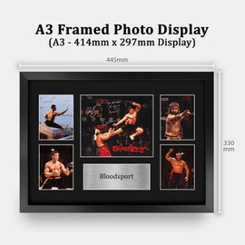 HWC Trading Bloodsport Gifts Printed Signed Autograph Presentation Display Montage for Movie Memorabilia Fans - A3 Framed