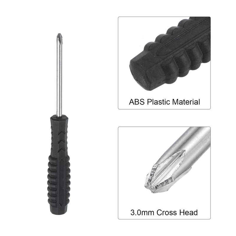 sourcing map Mini Phillips Screwdriver, 3.0mm Cross Head with Non-Slip
