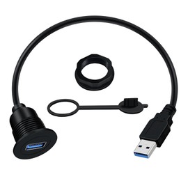 HuaLiSiJi USB Panel Flush Mount Cable 5Gbps Data Transmission USB 3.0 Male to Female Aux Flush Panel Mount Extension Cable for Car, Motorcycle, Truck, Boat (0.3 m)