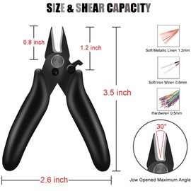 BOENFU 3.5 Inches Mini Cutter with Lock, Flush Cutters, Small Wire Snips, Micro Wire Cutter with Spring, Black