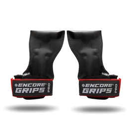 Encore Grips® Lifting Straps for Strength Training, Fitness, Bodybuilding, Weightlifting, Strength Sports, Lifting, with Wrist Hand Brace, Weights Training Gloves, Grips Gym Equipment (Red, M)
