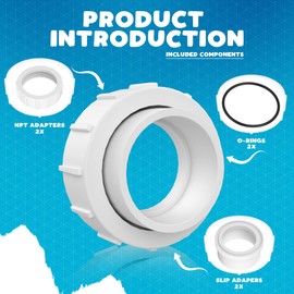 Aquatonics 2” Half Union Adapter for Pentair Replaces PKG188 Mastertemp 400, 200, 250 and All Max-E-Therm Heaters - PLDE Filters - Pumps and More - Set of 2