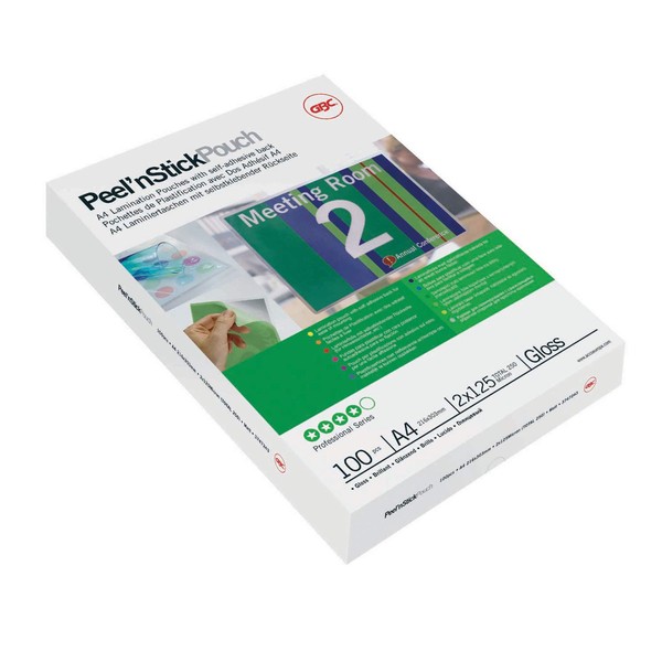 GBC Peel-n-Stick 303x216mm Pouch A4 75 Micron Gloss - (Pack