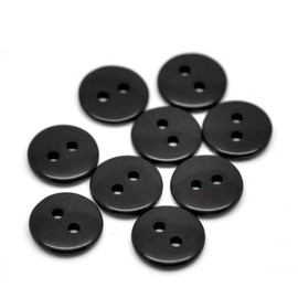 50 Plain Black Round 2 Hole Sewing 11mm Buttons. Ideal for Crafts Like Scrapbooking, Cardmaking, Bling, Decoration