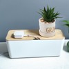 Cable Organizer Box, Cable Management Box, with Bamboo Lid Power