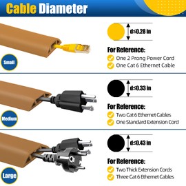 6.5FT Floor Cable Cover Brown,Electrical Floor Cord Covers for Wires on Floor,Cord Protector Floor,Hide Cords on Floor,Cable Floor Covers for Cords,Wire Cover for Floor,Floor Cable Management