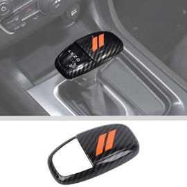 JWWY Gear Shift Shifter Knobs Cover Trim for 2015-2024+ Dodge Challenger Charger 2018-2023 Durango Interior Accessories Orange Carbon Fiber