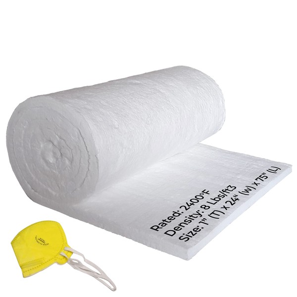 Ceramic Fiber Insulation Blanket, 1" x 24" x 75", 8#