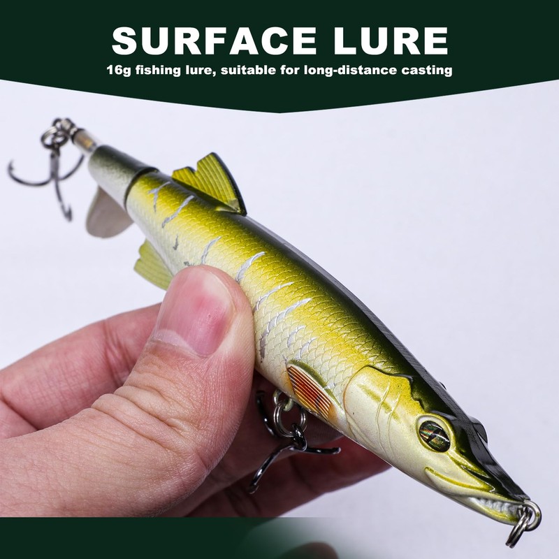 TABKSOLA Whopper Plopper, 13cm/16g Surface Bait with Propeller Tail for