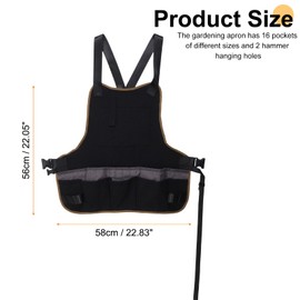 sourcing map Canvas Work Tool Apron 22.8"x22" Adjustable Belt Workshop Bib Aprons with 21 Pockets for Men and Women Woodworking Pouch, Black