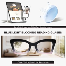 Stylish Designer Reading Glasses for Women - Blue Light Blocking Magnifying Readers,Oprah Square Cat Eye Anti-Glare Computer Eyeglasses, 3 Pack 2.5