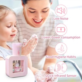 Mipow x Miffy 2025 New Model Automatic Soap Dispenser Touchless - 3 Adjustable Foam Levels Smart Sensor, Hand Soap Dispenser for Bathroom Kitchen Home Office, Pink (2025 Upgraded Version)