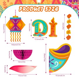 Konsait 56 Pieces Diwali Decorations Set, 3D Diya Lamp Happy Diwali Cutouts for Home & School Wall Bulletin Board, India Festival of Lights Decorations