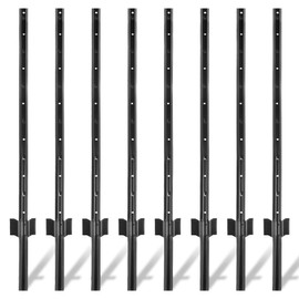 Toriexon Fence Posts 4Ft - 8Pack, Heavy Duty Metal Fence Post with U-Channel, No Dig Steel Fence Post for Farm, Garden, Orchard and Outdoor Wire Fencing(Black)