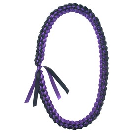 GHGMAO Graduation Lei, Graduation Leis 2025, Graduation Necklace for Class of 2025, 1Pc/2Pcs/6Pcs Braided Ribbon Lei for Graduation Accessories, Grads Parties Decorations (Black,Purple)
