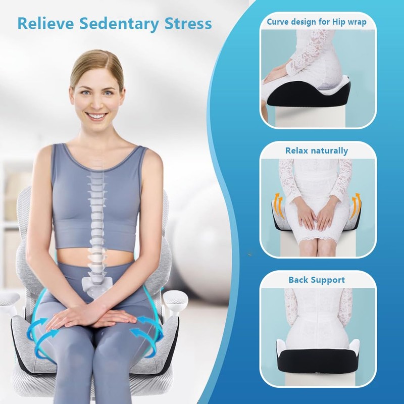 X Large Memory Foam Seat Cushion Lumbar Support Pillow for