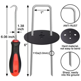 50 Pack Garden Staples 6 Inch Galvanized Landscape Fabric Pins with Gasket Yard Staples Lawn Staples Ground Staples Turf Nails for Artificial Grass Weed Barrier Sod Fabric Decorations