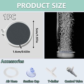 Aquarium Nano Air Stones, Quiet Aquarium Fish Tank Air Stone Set Bubble Disk for Fish Nano Oxygen Aerator Stone, Nano Bubbler Atomized Ultra Silent Deep Dissolving Oxygenate Bubbles Kit(50MM)